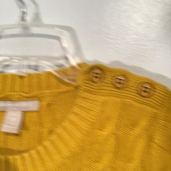 Banana Republic Short Sleeve Mustard Yellow Cable Knit Sweater Size XS - Picture 8 of 9